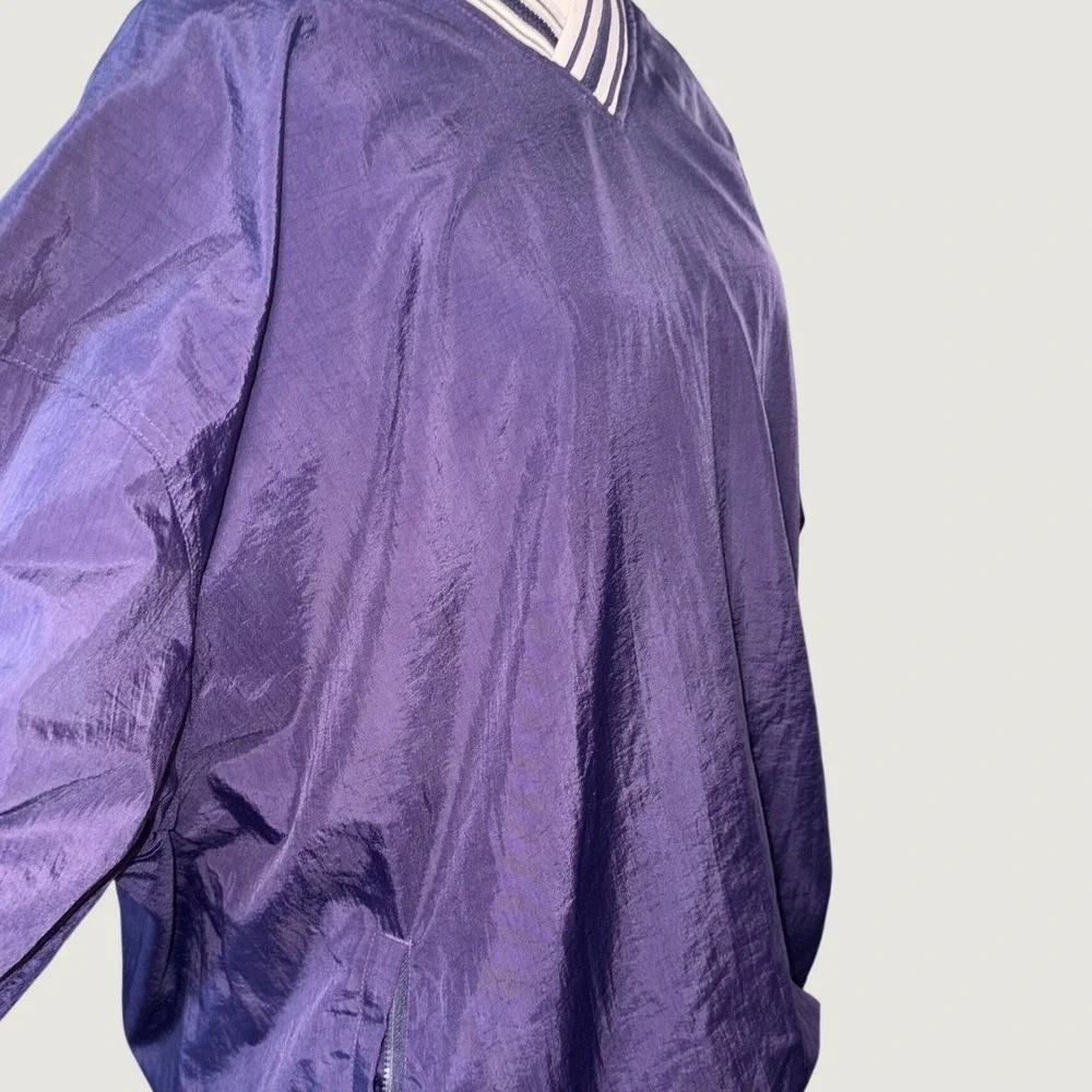 Champion XL Navy V Neck Pullover Windbreaker Jacket Nylon USA 90s - Picture 6 of 12